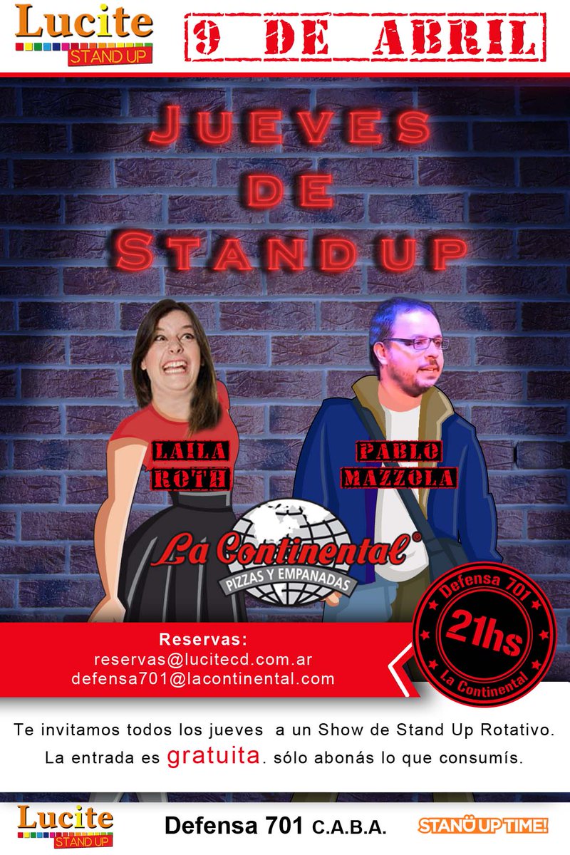 Este jueves 9/4 vienen a <a href="/La_Continental/">La Continental</a> los geniales <a href="/LailaRoth/">Laila Roth</a> y <a href="/pablo_mazzola/">PABLO MAZZOLA</a> los esperamos 21hs Defensa 701.