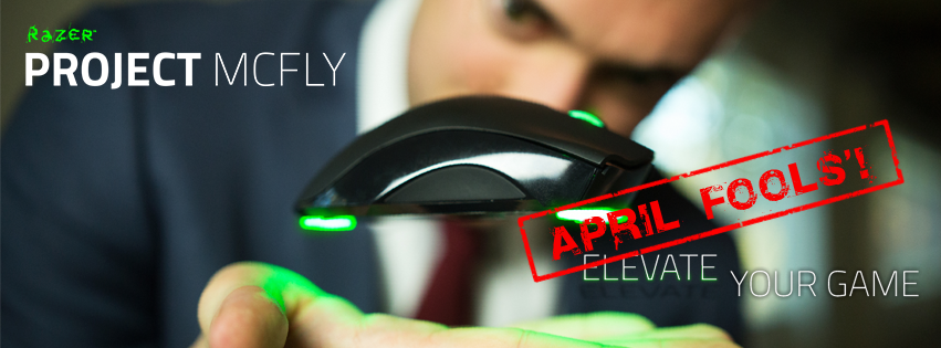 Razer's tweet image. Happy April Fools'! rzr.to/mcfly #ElevateYourGame