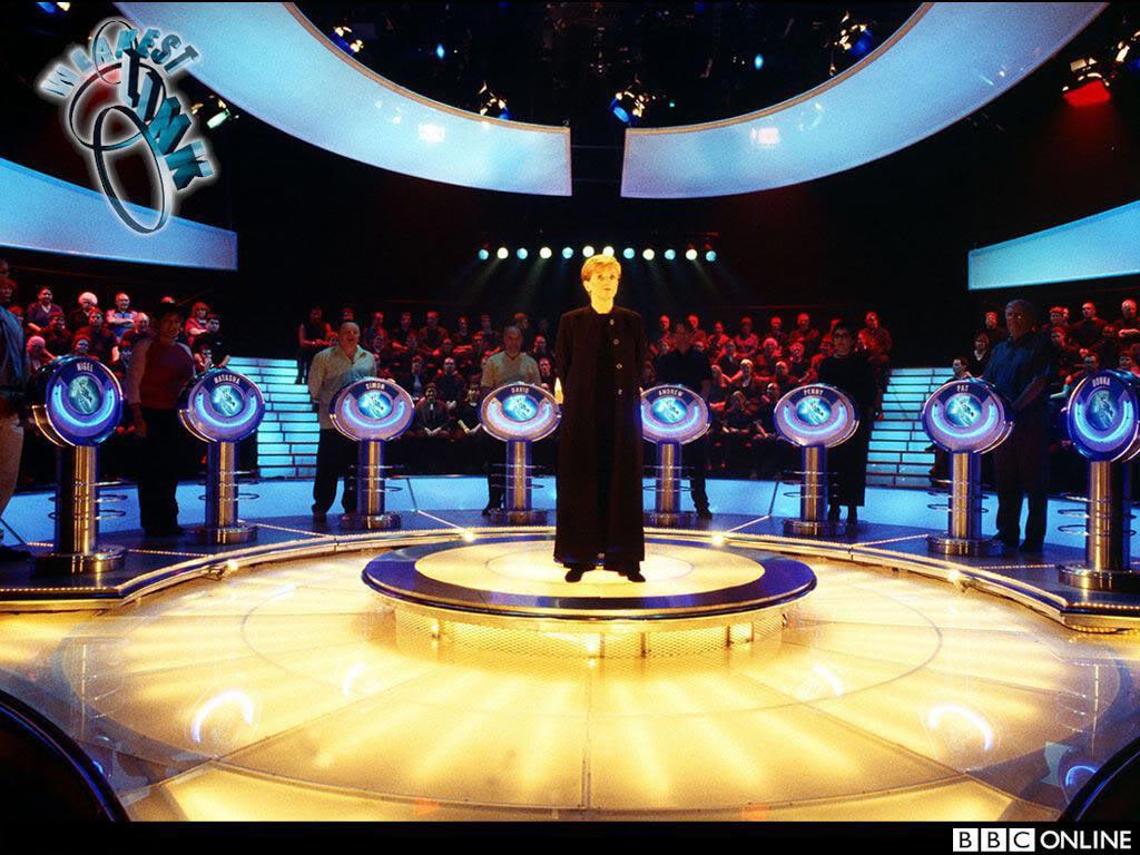 TimJHanrahan's tweet photo. I suspect the UK #debate2015 producers recycled the old Weakest Link set. http://t.co/AoCqld6fGR