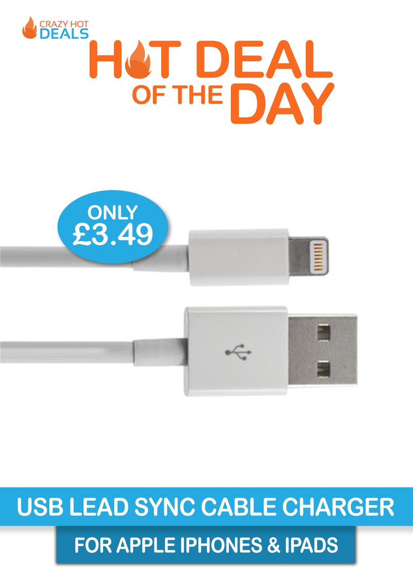 HOT SELLER! 🔥 USB Lead Sync Cable Charger For Apple iPhone &amp; iPad ONLY £3.49 - crazyhotdeals.com/collections/da…