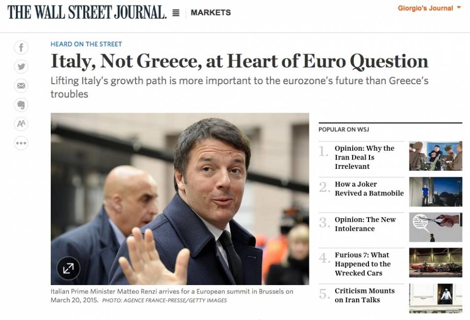 Renzi, sputtanato dal Wall street journal