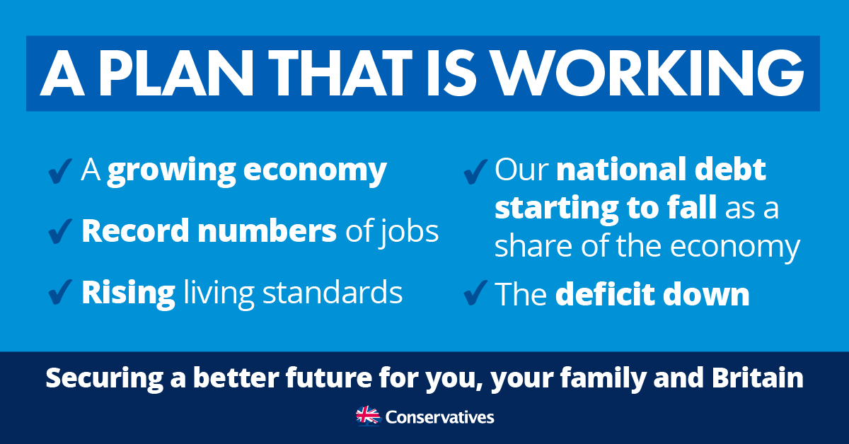 Conservatives's tweet photo. Let's stick with the plan that's working. #leadersdebate #cameronincharge http://t.co/6hgNacp4lZ