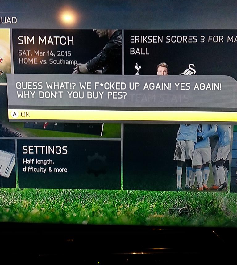 ticetrip's tweet photo. @EASPORTSFIFA why do i get this message? not a bad idea tbh http://t.co/i2y4s04X2x