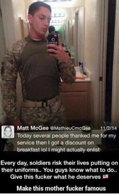 Can't wait to see this cunts head mounted on a wall by a military personnel RT <a href="/SteveStfler/">Steve Stifler</a>: Douche of the day