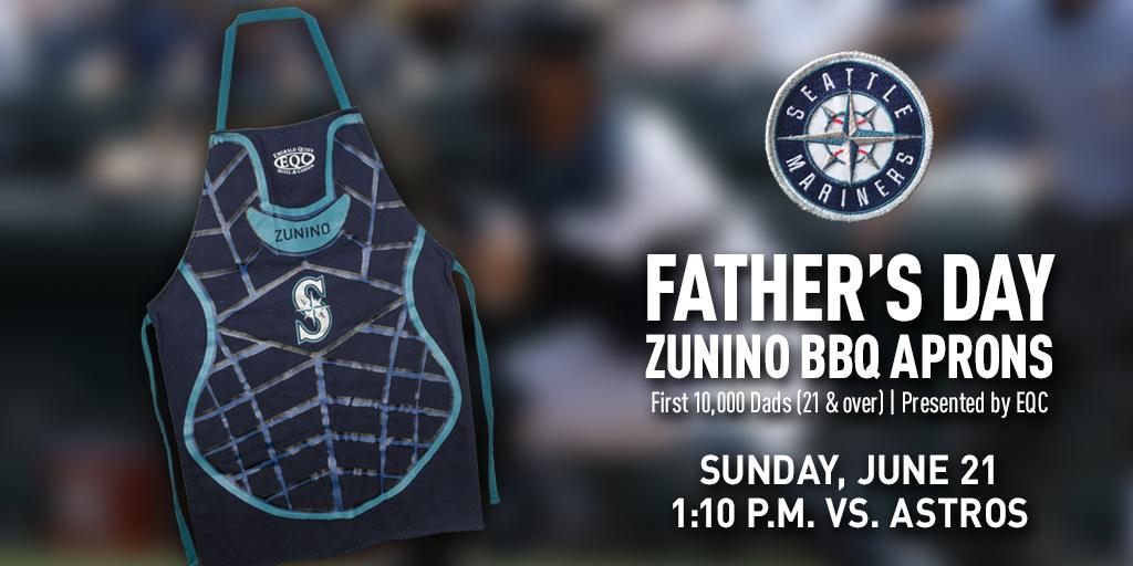 Mariners's tweet photo. These Father's Day BBQ aprons are smokin'. Make plans with dad for June 21. Tickets: http://t.co/hdMgob7rE9 http://t.co/oocLy7C7Sw
