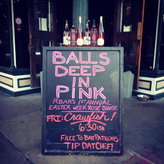 "<a href="/RBarNOLA/">RoyalStreetInnandBar</a>: R 1st Annual Easter Week Rosé Binge! Don't judge a drink by its color, damnit. #rosé #RbarNOLA " brilliant