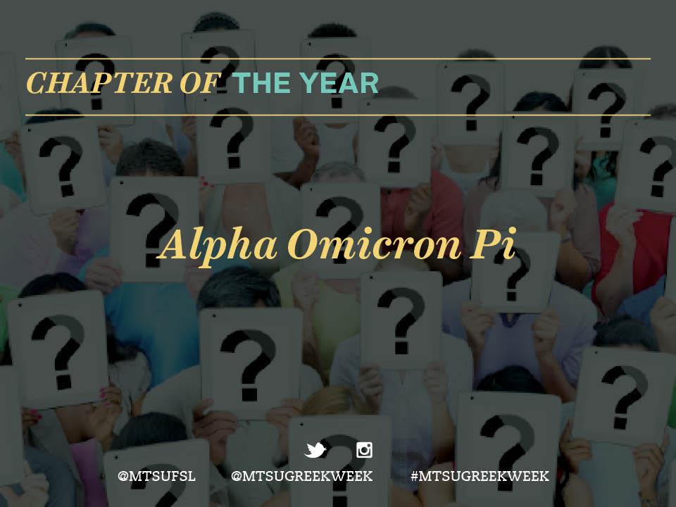 MTSUGreekWeek's tweet photo. Congratulations to the Chapter of the Year recipient: @AOII_MTSU http://t.co/DASBIU0XuN