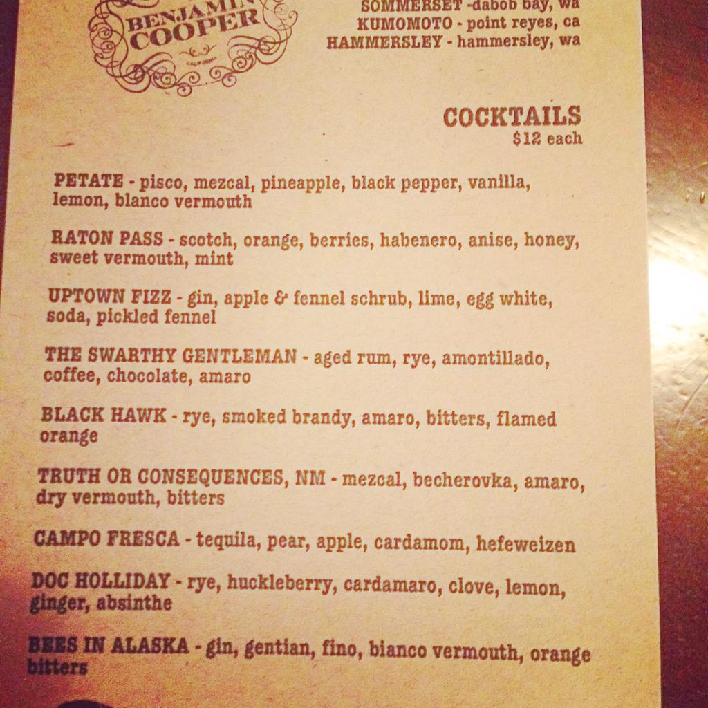 bcoopersf's tweet image. 4/2/2015 Menu.