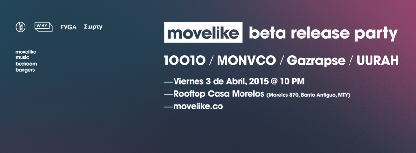 1OO1Ox's tweet image. Vengan mañana al rooftop de @LaCasaMorelos al beta release party de #MOVELIKE con @MONVCO, @Gazrapse, #UURAH et moi.