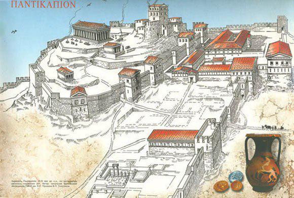 эскиз древнего города древний Пантикапей