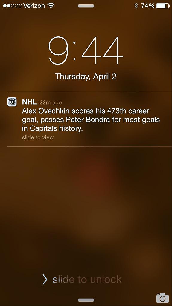 KBSwartz7189's tweet photo. Ovechkin scored his 473th career goal, not his 473rd. Way to be NHL app. Way to be. #spellcheck http://t.co/y20m8jCk98