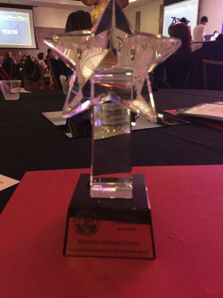 UTSABSC's tweet photo. We are so honored to receive the Most Oustanding Membership Development award! Thank you @UTSASGA for a great event! http://t.co/rK1IMoYwPU