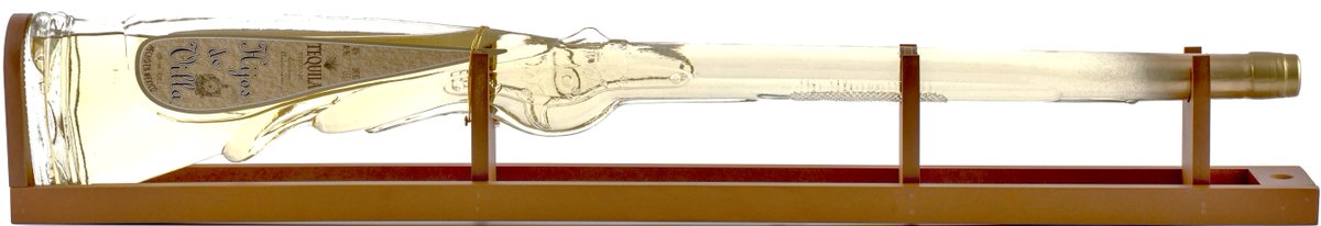 bottlesunique's tweet image. Aged / Reposado Tequila Hijos de Villa in a Luxury Rifle Bottle Shape with wooden Base