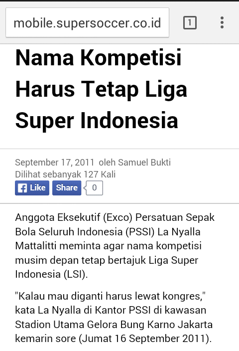 :)) "<a href="/revolupssi/">REVOLUSI PSSI</a>: La Nyalla dulu bilang: ganti nama liga hrs lewat kongres.Tpi suka2 mereka sih, spkbola milik viva. "