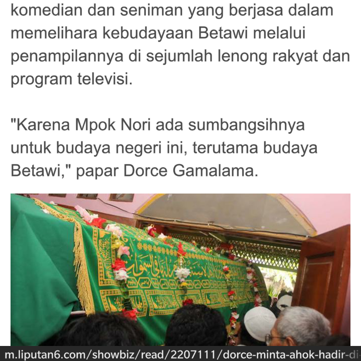 INDONESIAinLOVE's tweet photo. Turut Berduka Meninggalnya Mpok Nori #RIPMpokNori http://t.co/icE57OAL36