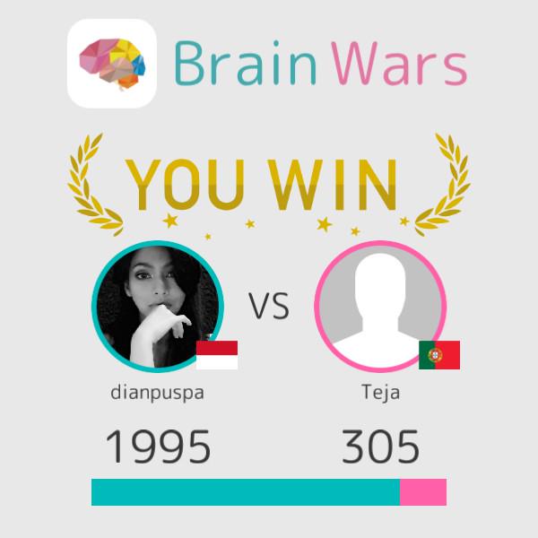 I challenged Teja and won:) Challenge players from around the world! #BrainWars
brainwarsapp.com