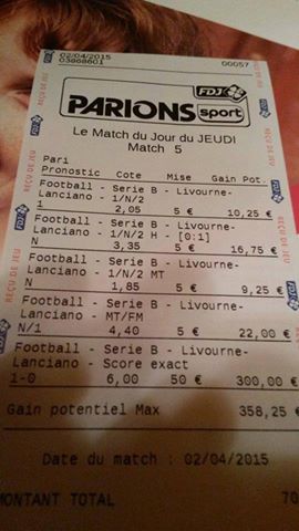 fixed_gagnant's tweet photo. Le fixed d'hier avec une jolie côte à 6 pour le score exact ! http://t.co/jgfGiAUWI3