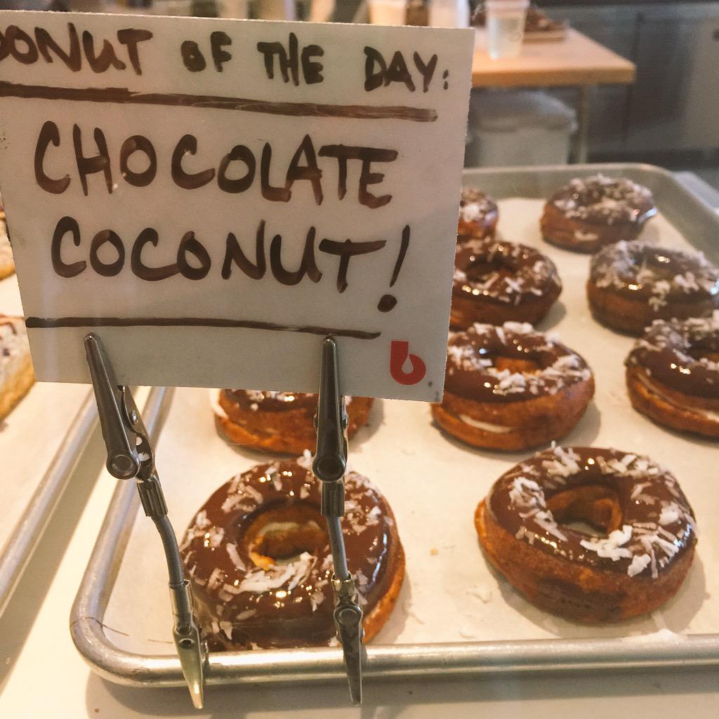 Check out today's daily donut selection: Chocolate &amp; Coconut. Mmm...