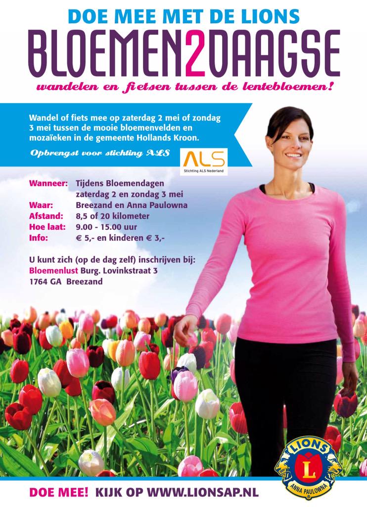LionsAP's tweet photo. Wandel/fiets mee tijdens de Bloemendagen Anna Paulowna. Reserveer 2&amp;3 mei in uw agenda @nhd @dichtbij_anna_p#lionsap http://t.co/S5rk9dJ76l