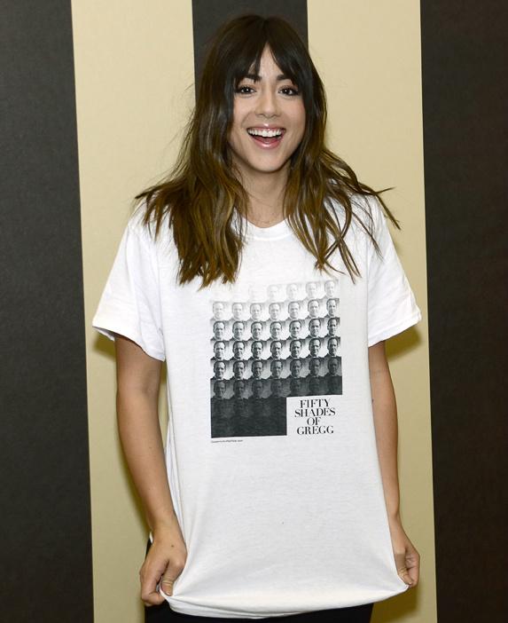 “<a href="/Nanook1234/">old account handle</a>: "@ChloeBennet4 wearing her "50 Shades of Gregg" t-shirt (<a href="/clarkgregg/">Clark Gregg</a>) " so wrong