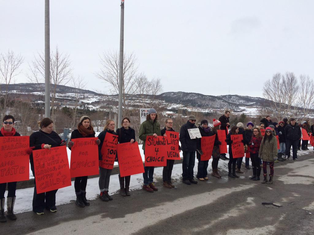 GCSUnion's tweet photo. Pro-Choice rally happening right now at Western Memorial Hospital in response to the pro-life rally! #ProChoice http://t.co/o1C9mML785