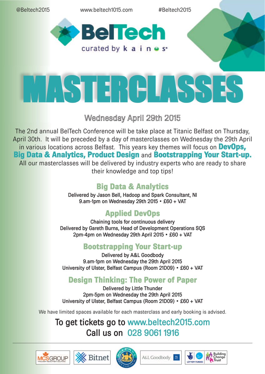 beltech2025's tweet photo. Happy Friday #BelTech15 followers! Check out our Masterclass line up includes #BigData #Dev0ps http://t.co/JFkULyhoVT http://t.co/iEhXDK6U4a