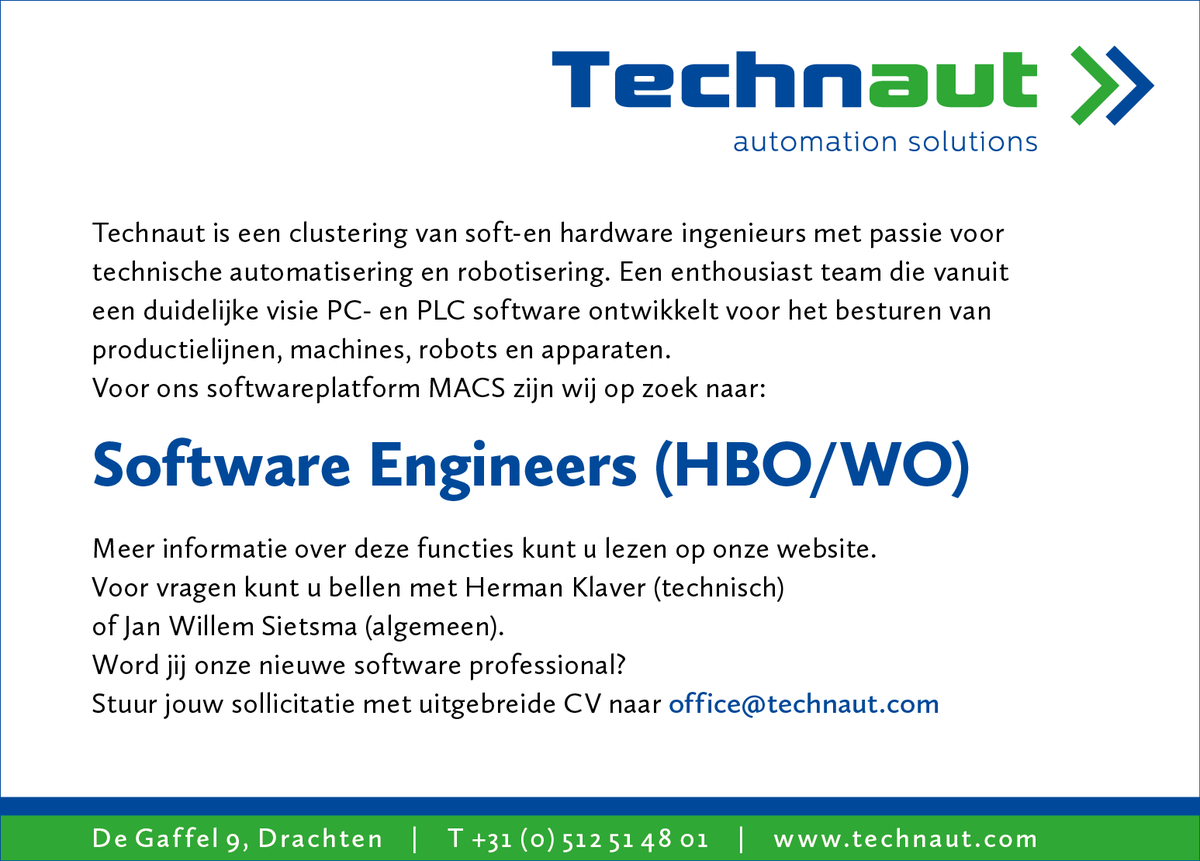 tolvist's tweet photo. Vacature #technaut voor #software-engineers. Morgen in de LC en FD. Please RT. http://t.co/gySWMEcsTa