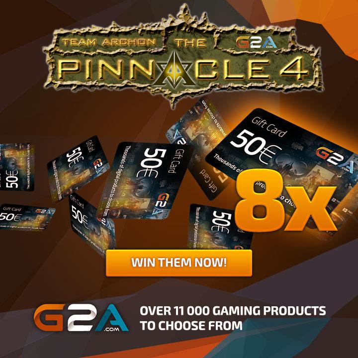 Amaz's tweet photo. Win 2 of 50€ @G2A_com gift cards for #Pinnacle4 by picking the right winner @FRIDGaming @ThijsHS and retweeting this! http://t.co/Q658h94PrK