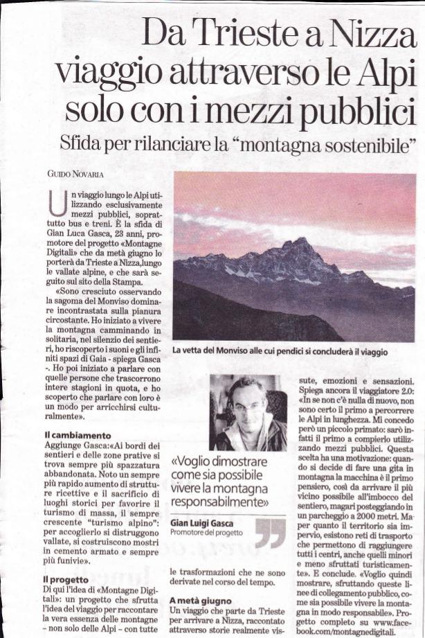 GLGasca's tweet photo. L'articolo di oggi su @Torino_LaStampa, media partner del progetto! 
Grazie a Guido Novaria. http://t.co/NWqK0WKZyf