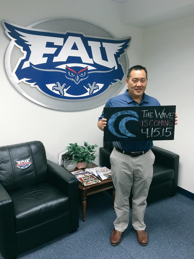 FAUParadiseClub's tweet photo. Save the date 4/15/15 #OneWaveFAU @pat_chun is ready... Are you!? #TheWaveIsComing http://t.co/xnEAGTXz8J