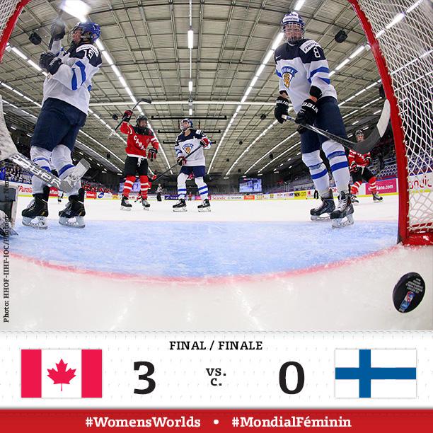 HockeyCanada's tweet photo. Canada shuts out Finland 3-0 in the semifinal at #WomensWorlds. Game stats: http://t.co/ga8o0Tr9hh http://t.co/VwaK2zclUx