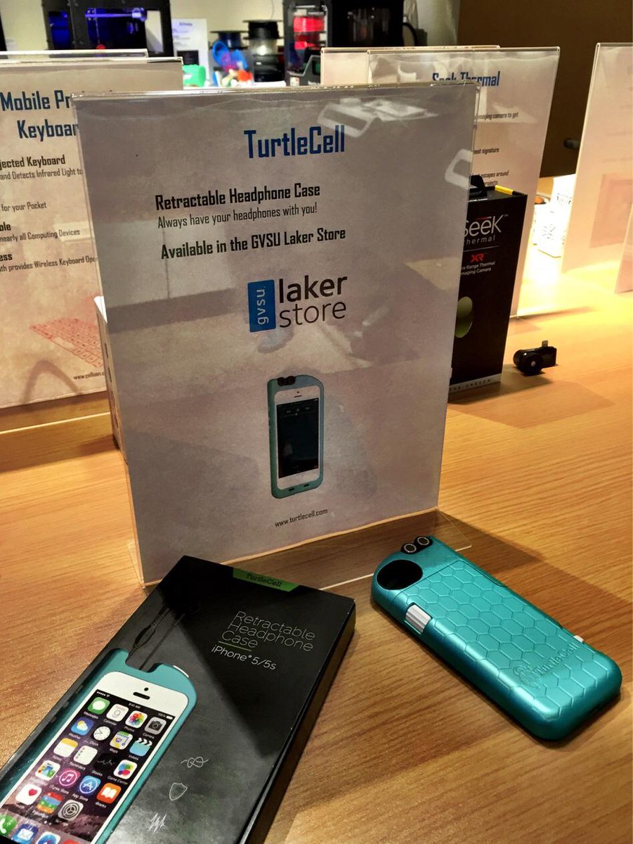 GVSU_LakerStore's tweet image. RT @GVTechShowcase: Now in the showcase @GVSU via @GVSU_LakerStore - the @TurtleCell headphone case!