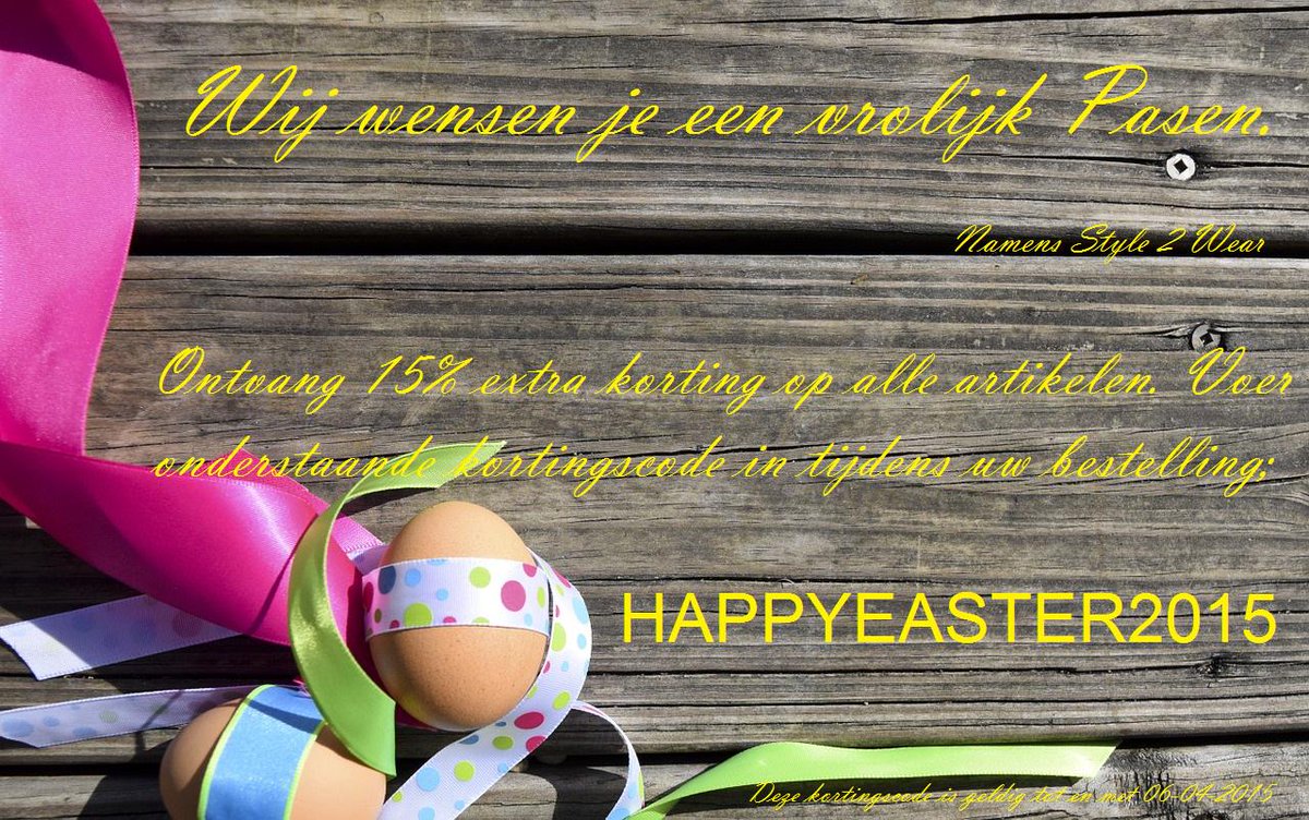 Style2Wear's tweet image. Speciaal met #Pasen, 15% extra #korting!