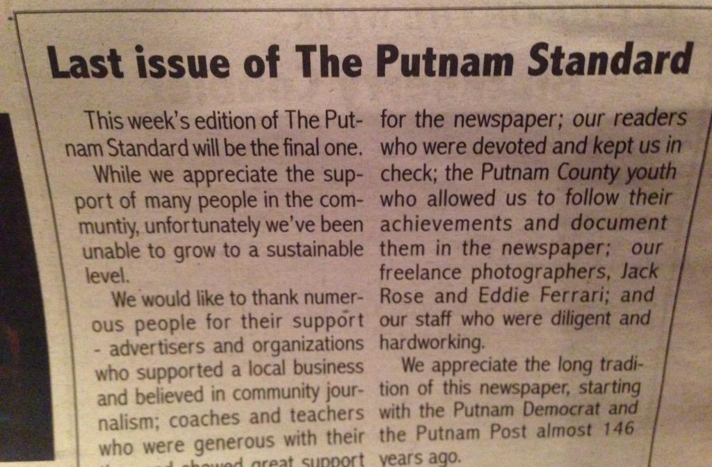 I'd like to thank the Stadelmans for everything they've done for Putnam &amp; Cabell County. We'll miss <a href="/PutnamStandard/">The Putnam Standard</a>