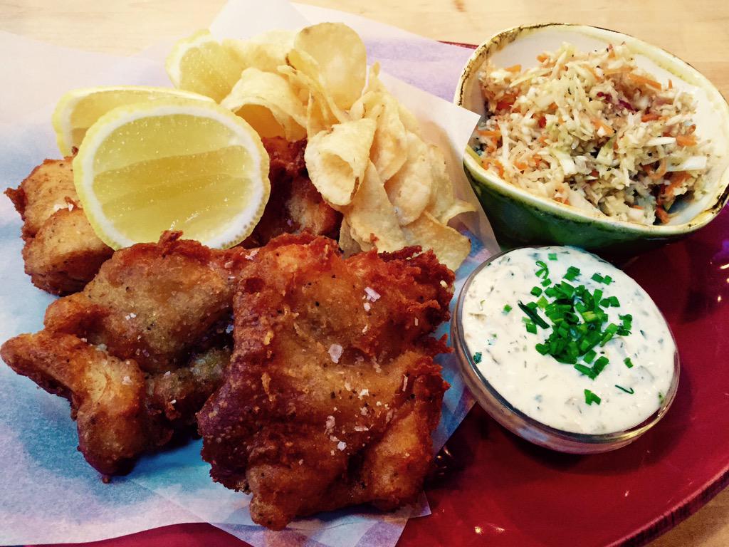 Good Friday Fish Fry w malt vinegar slaw n tarter sauce: mayo, onion juice,...