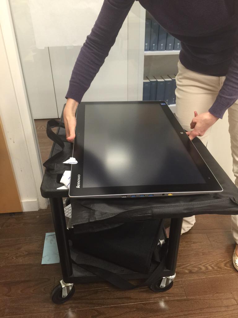 sebhth's tweet photo. Unboxing the new Lenovo 27" tabletop PC. (follow-up to)#mobilearc. http://t.co/owLk6Bd2yv