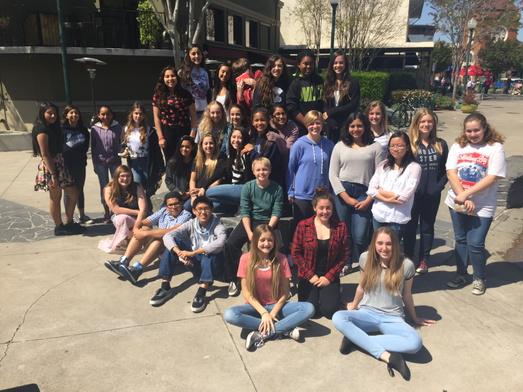 TechSequoia's tweet image. Sequoia Middle School yearbook students celebrating completing their book at Sweet Tomatoes.