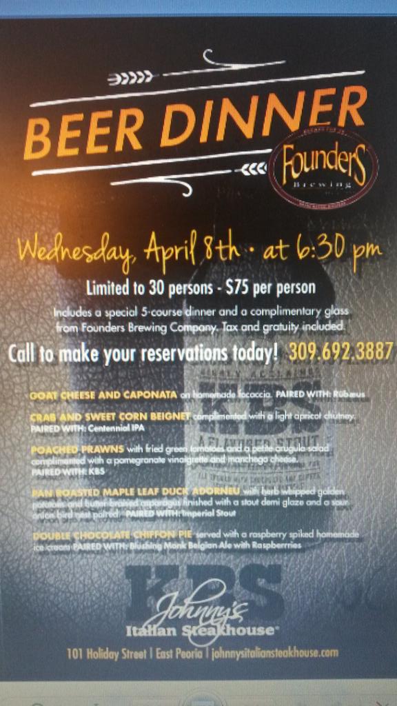 JenLovesBeer's tweet photo. This @foundersbrewing Beer Dinner is going to be amazing! Call for details. @CraftBeerKozi @JoshShockey @Marketplace http://t.co/8O0kJ73aWv