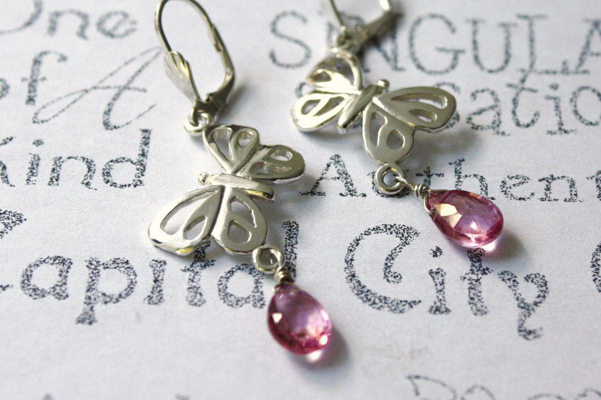 capcitycrafts's tweet photo. Handmade butterfly earrings with pink topaz drops! http://t.co/CtRRWOeZHS #jewelryonetsy #spring_fashion #shopping http://t.co/o0MbSr1ggv