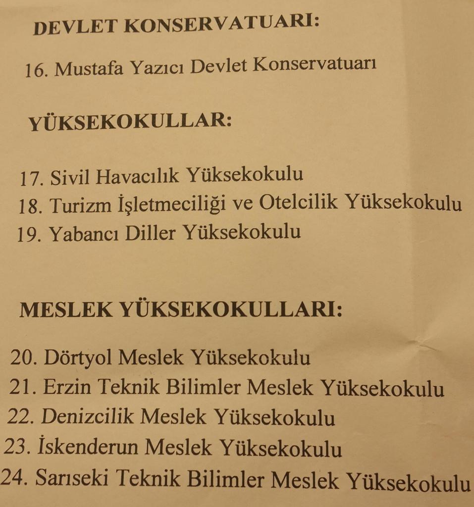 İskenderun T. Üniversitemize bağlanan diğer bölümler...