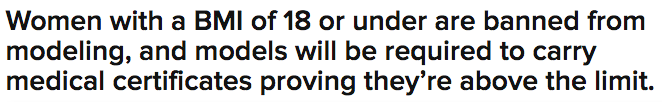BuzzFeed's tweet photo. France just banned super skinny models
http://t.co/l38ZU0Vvd7 http://t.co/9DEfs33FqW