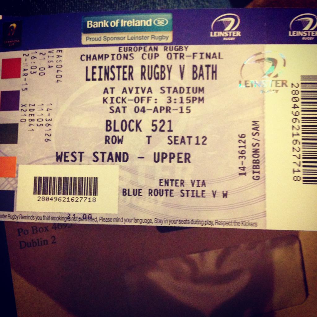 Roll on Dublin tomo... @RussHume1 Excited #QF @ChampionsCup #RugbyDays @jollygibbo 👍😜🏉🍀 @leinsterrugby ”