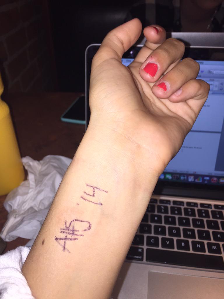 sunnyhampton's tweet photo. matching tattoos with the besties :) #Ahs14 http://t.co/IIrTSzfcIb
