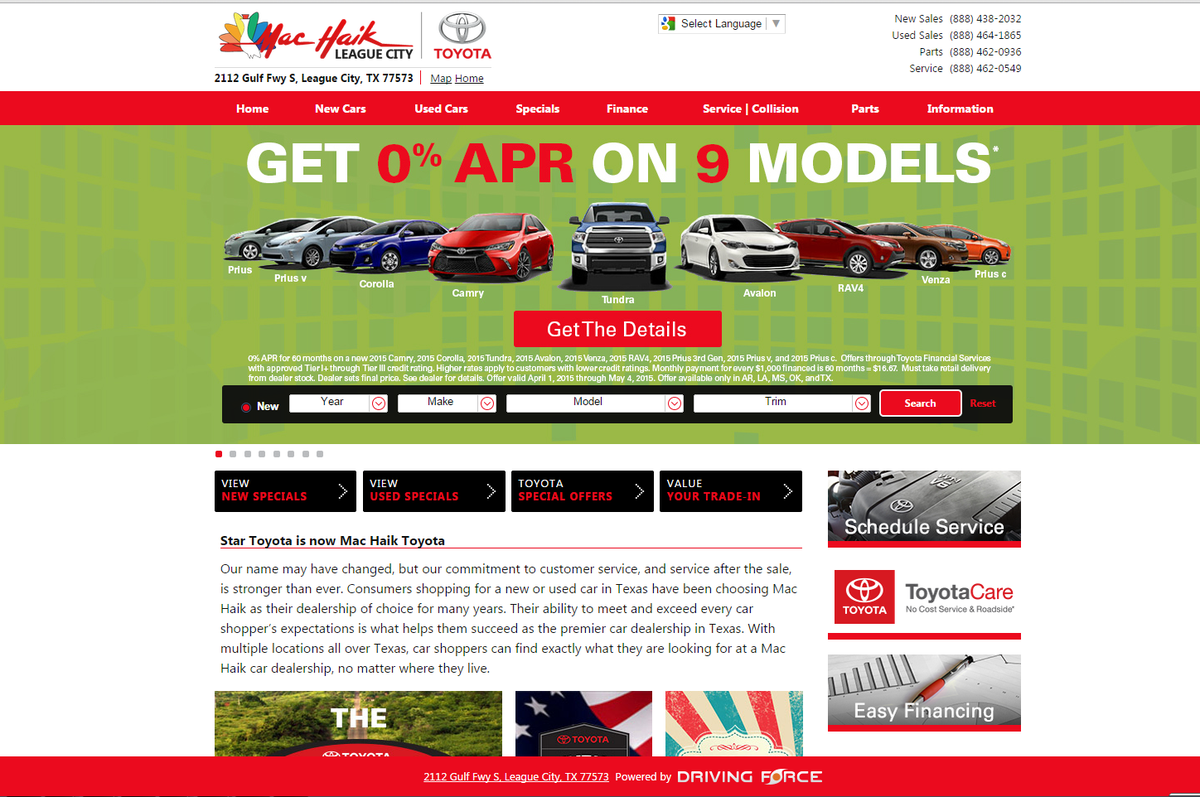 dforceauto's tweet image. Launching new #Toyota website on #Responsive design for Mac Haik's @STARTOYOTALCTX - machaiktoyota.com  Like it?