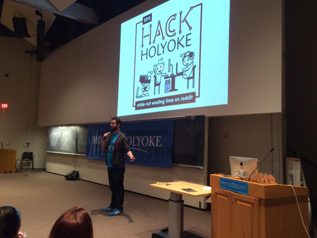 rexstjohn's tweet image. .@alexisohanian speaking @MLHacks @HackHolyoke #makesoftware