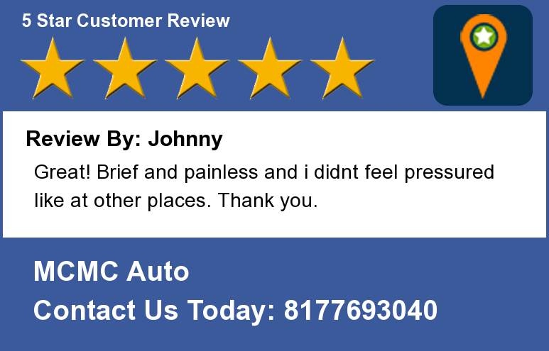 MCMCauto's tweet photo. Review By: Johnny
Great! Brief and painless and i didnt feel pressured like at other places. Thank you. http:... http://t.co/svmEo5IhKA