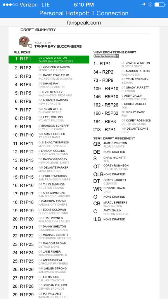 MockDraftExpert's tweet image. First draft of 2015 @TBBuccaneers #mockdraft version 1.0