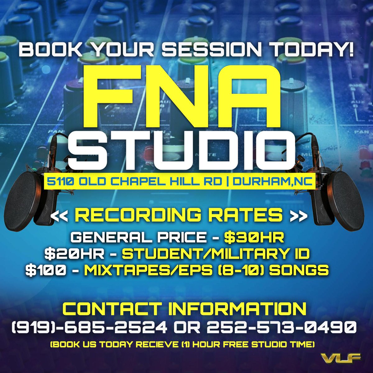 StreamChopHouze's tweet photo. CALL TODAY RECEIVE (1) HOUR FREE! #NCCU #TEAMGHF #FNASTUDIO
#BullCity http://t.co/Q2jvFQxpMh