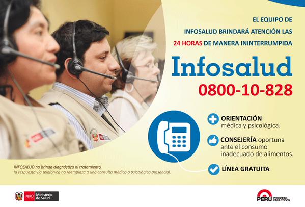 pcmperu's tweet photo. .@Minsa_Peru: Con la línea #Infosalud podrás recibir orientación y consejería gratuita y confidencial en salud. http://t.co/2pPrCf9lRR