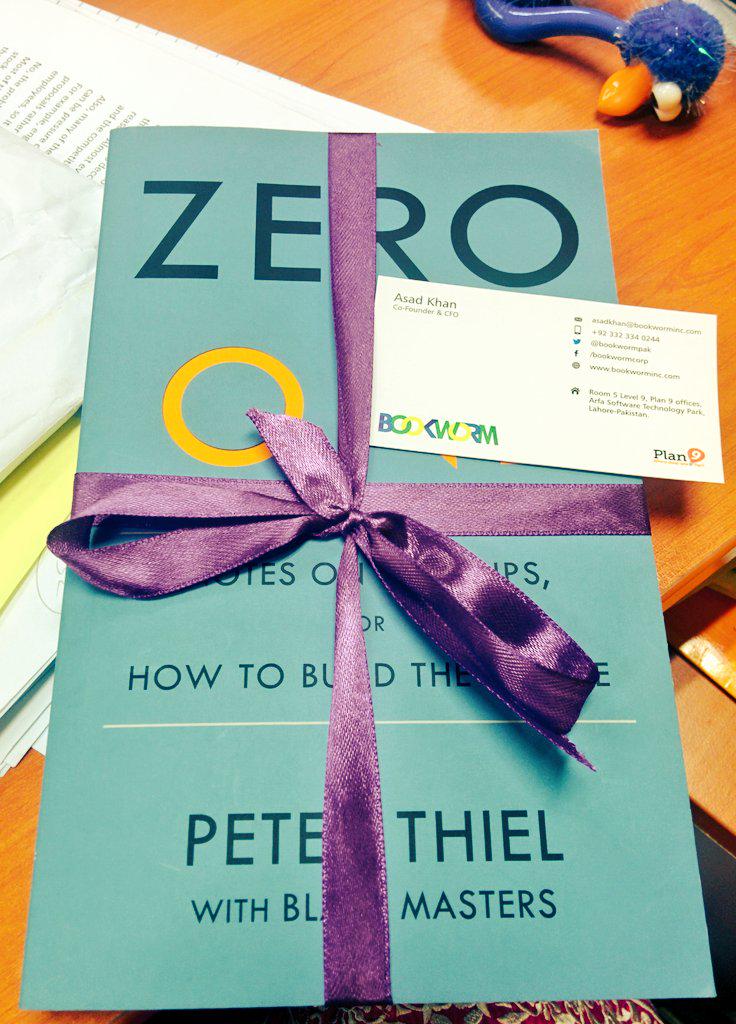 SarahTGilani's tweet photo. Nothing makes weekend better than this book! Thankyou @bookwormpak @asadkhan208 #Plan9startup #zerotoone @peterthiel http://t.co/w4yYmo9tEu